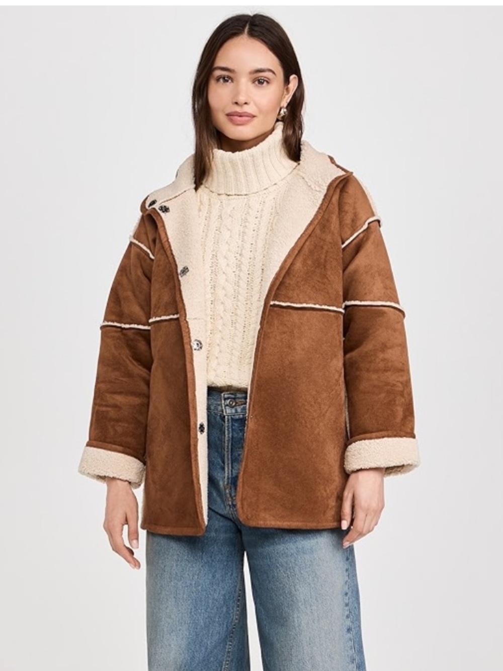 Velvet Albany Reversible Sherpa Jacket in Tobacco